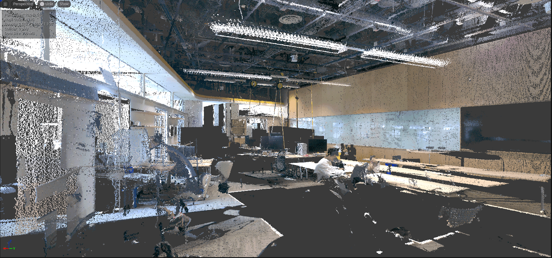 Point cloud scan of classroom