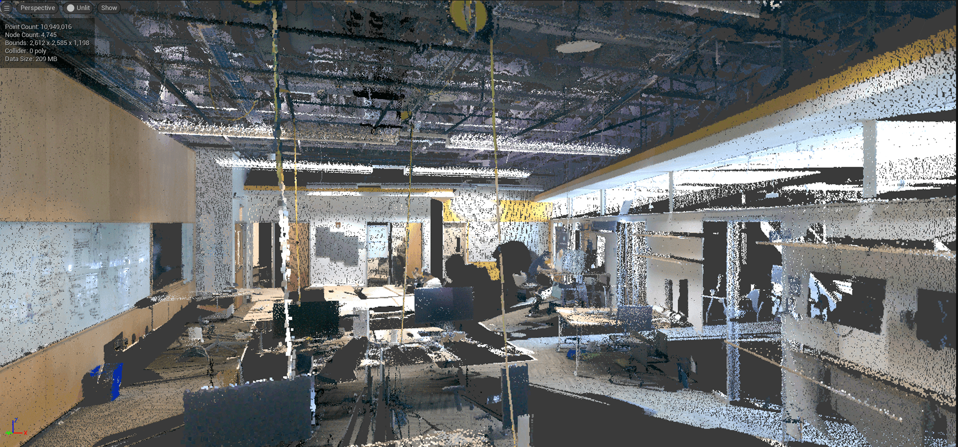 Point cloud scan of classroom
