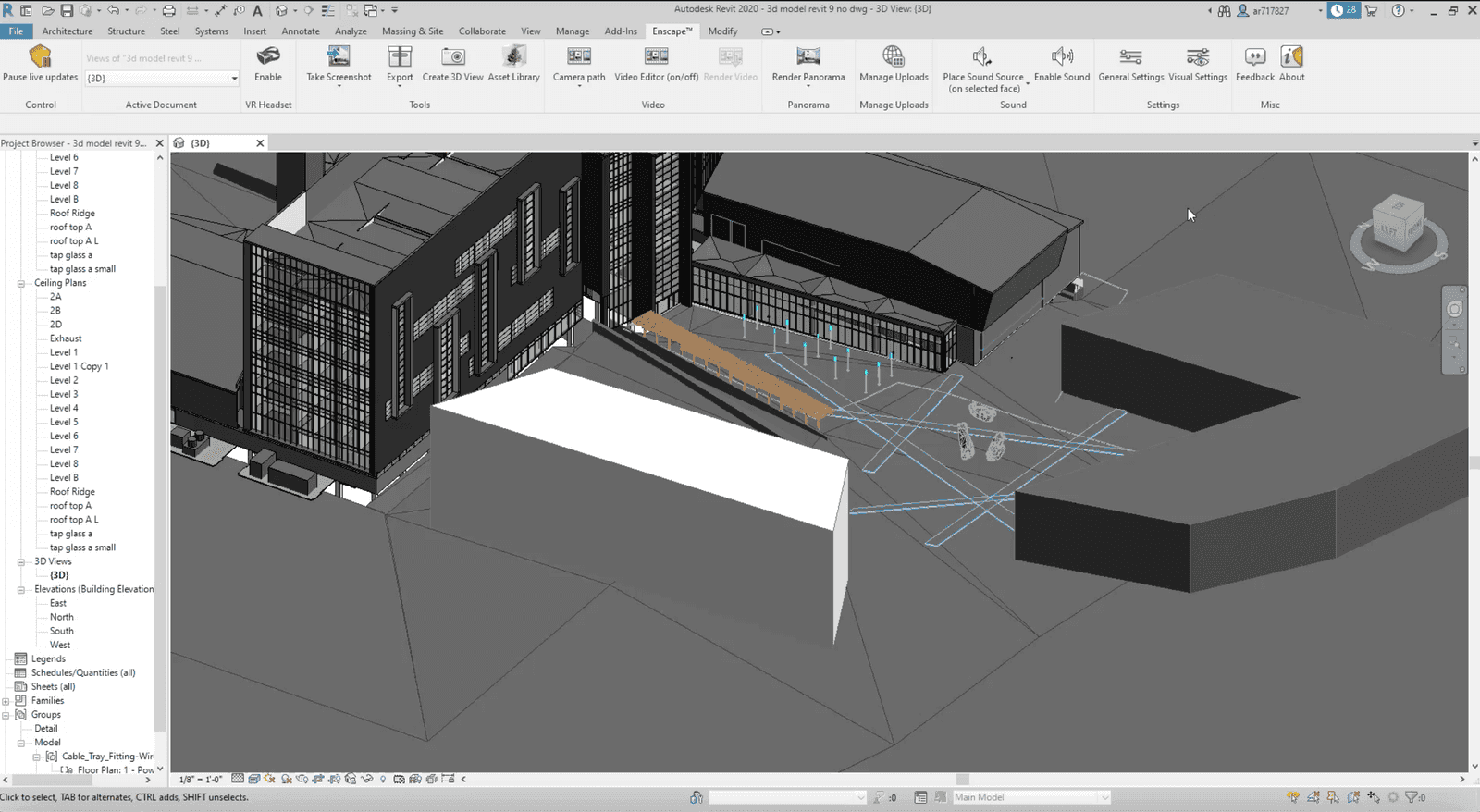 Revit render with lights